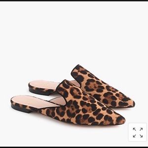 J.Crew Pointed-Toe Slide in Leopard Calf Hair